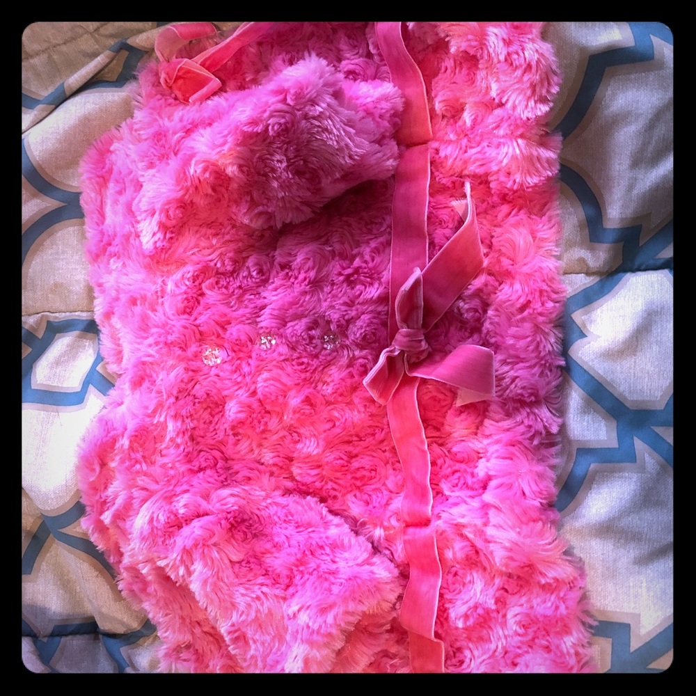 Size M, dog coat, pink and jeweled buttons
